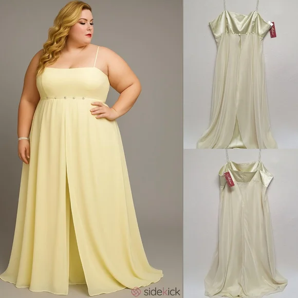 slim fit dress slacks Meline Plus Size Gold Champagne Cocktail Dress– Hello Curve main image 0